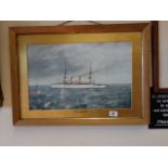 HMS Cookes, Framed and glazed signed and dated R Gurmell June 1899, a picture depicting the boat