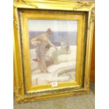 Modern gilt frame with classical picture enclosed and a similar gilt frame with picture enclosed