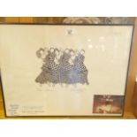 Framed and glazed limited edition black and white picture entitled Dancers by Jean Hobson, dated 91'