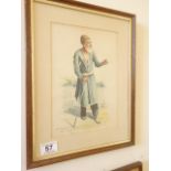 2 x Framed and glazed watercolours signed Demon, Iran, 1 depicting a Beggar the other Mother and