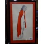 Tom Davison, Framed and glazed watercolour dated 78' naked Male, 10" x 20"