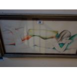 Tom Davison, Framed and glazed watercolour over pencil, signed and dated 75' reclining Female,