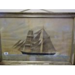 Cutter with full sail Framed and glazed watercolour and gouache, of the Statesman signed W R Conoll?