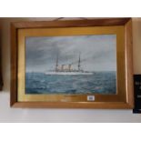 HMS Eclipse a signed Framed and glazed watercolour 14" x 20" signed and dated 1899 by R Gurnell,