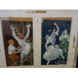 Tom Davison, Framed and glazed 2 x illustrations for the Merry Wives of Windsor, Theatre designs,