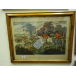 4 x maple framed Hunting prints after Alken, The Death, Breaking Cover, The Meet and Full Cry,