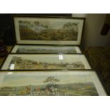 4 x elongated Hunting prints in Hogarth frames, after Sunderland Engravings, dated 1,2,3 & 4,