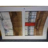 Tom Davison 4 x watercolours, unframed but mounted, set design for Madame Butterfly, c1960's each