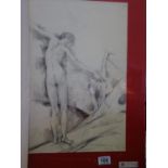 Tom Davison unframed but mounted pencil sketch Roy Balancing signed and dated 1967, 14" x 18" and