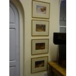 4 x gilt framed coloured prints after Archibald Thorburn each one measures 9" x 12"in modern gilt