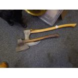 2 x re-enactment antique style Axes, 1 with makers mark to blade