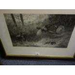 Black and white Edwardian period print The Glory of Autmun after Thorburn, in original oak frame