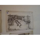 From Patrick Hall's studio a un-framed pencil drawing of Pavilion Hall, ? a scene depicting Odeon