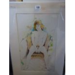 Tom Davison unframed but mounted watercolour of a naked sitter entitled The Apple, 30" x 21" signed