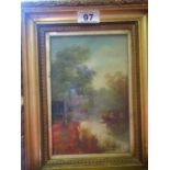 Small pair of Victorian oil paintings on board, each one measures 5" x 10" both depicting canal