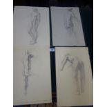 Patrick Hall, 4 x pencil studies of naked men or workmen each one 22" x 16", each one signed Hall,