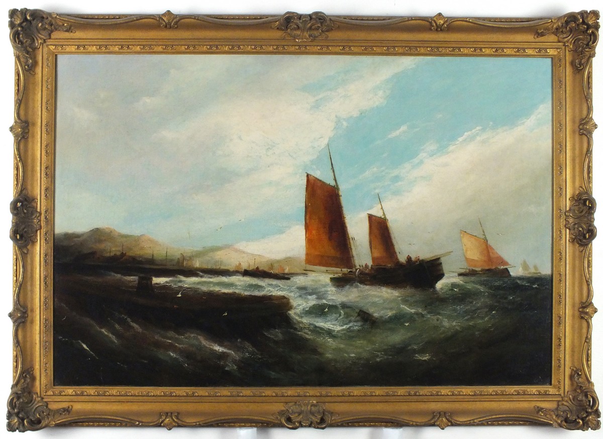 George KNIGHT (fl. 1872-1892) Fishing Boat Setting Out in Choppy Seas, Oil on canvas, Signed lower - Image 2 of 4