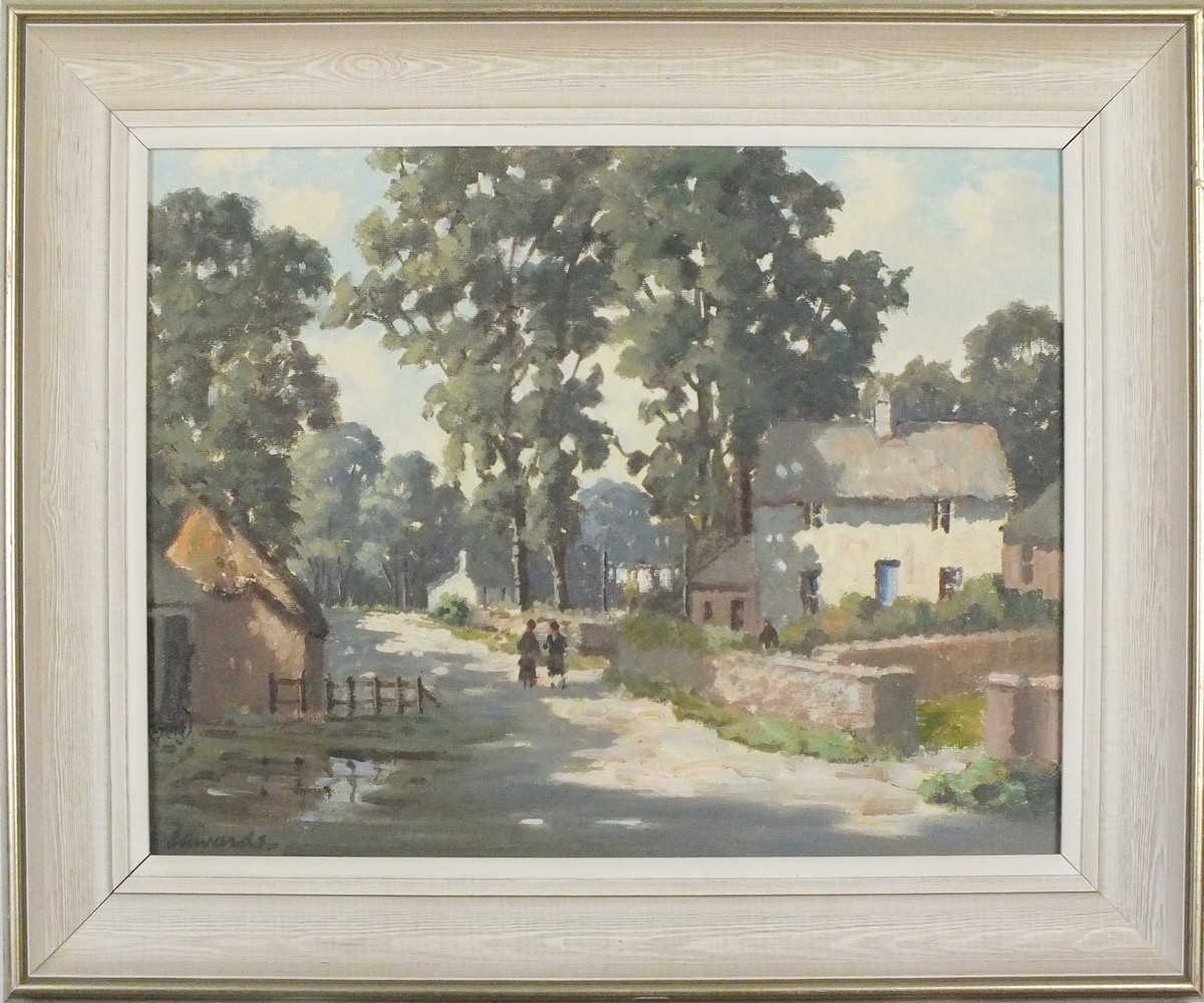 John EDWARDS (British b. 1914) Near Perranwell - quiet street scene, Oil on canvas, Signed lower - Image 2 of 3