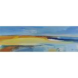 Steve SLIMM (British b.1953) Golden Shore, Oil on canvas, Signed lower right, 10" x 30" (26cm x 76.