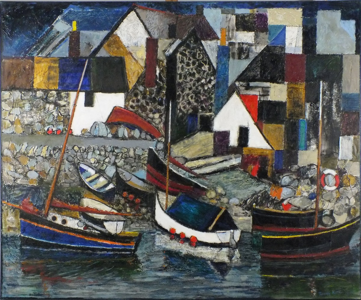 Jeremy KING (British b.1933) 'Gulliver, Mousehole Harbour', Oil on canvas, Titled & signed verso,