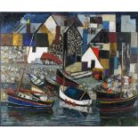 Jeremy KING (British b.1933) 'Gulliver, Mousehole Harbour', Oil on canvas, Titled & signed verso,