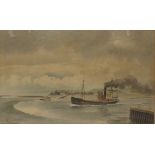 Roland Vivian PITCHFORTH (British 1895-1982) Shipping Thames Estuary, Watercolour, Signed lower