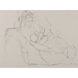 Annabelle GREGORY (British 20th/21st Century) 'Mother and Child', Charcoal drawing, Titled on
