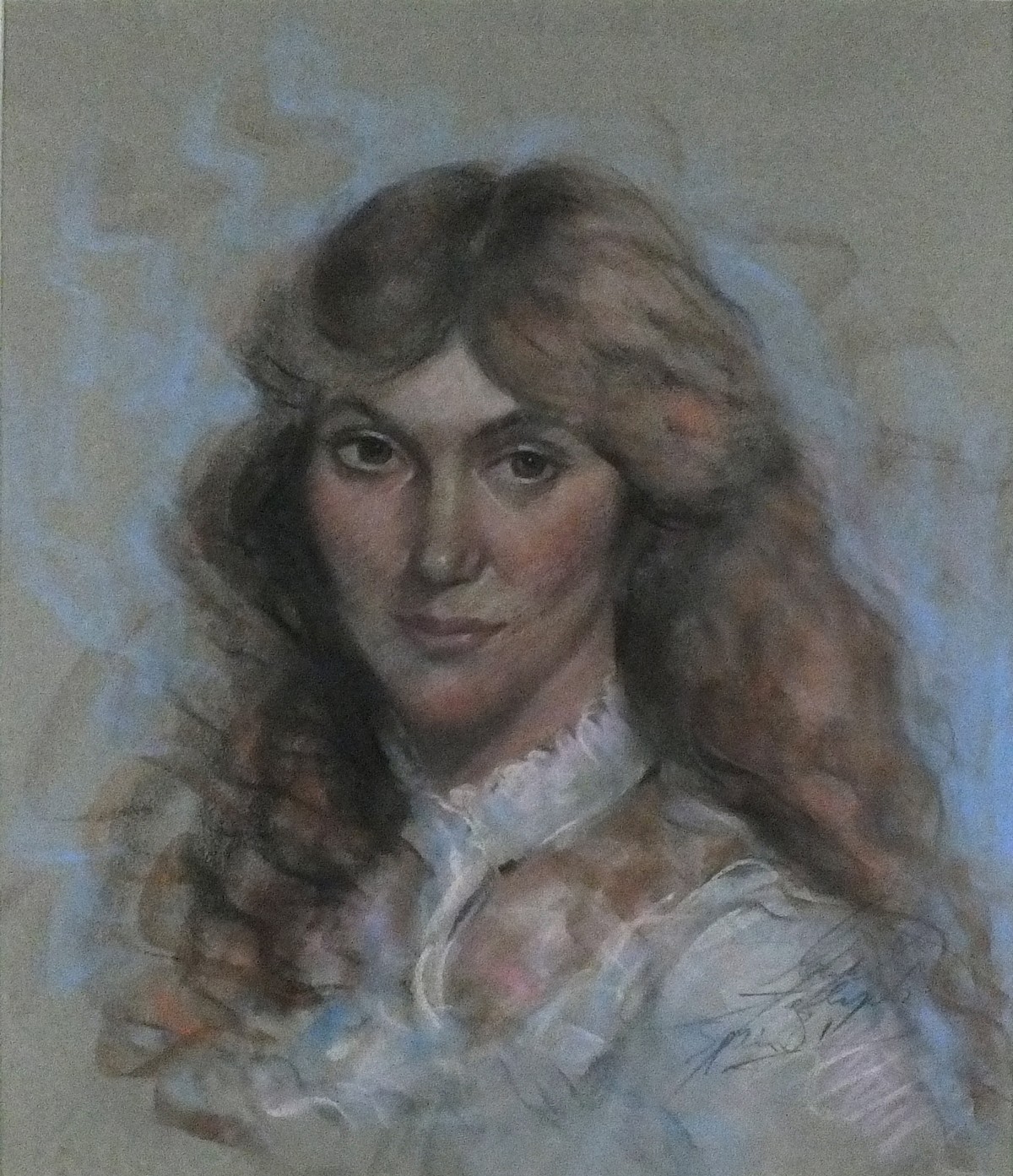 20th Century Continental School, Head and Shoulder Portrait of a Woman, Pastel, Indistinctly signed,