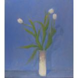 John MILLER (British 1931-2002) 'White Tulips', Oil on canvas, Titled with Catalogue No: KN2496 &