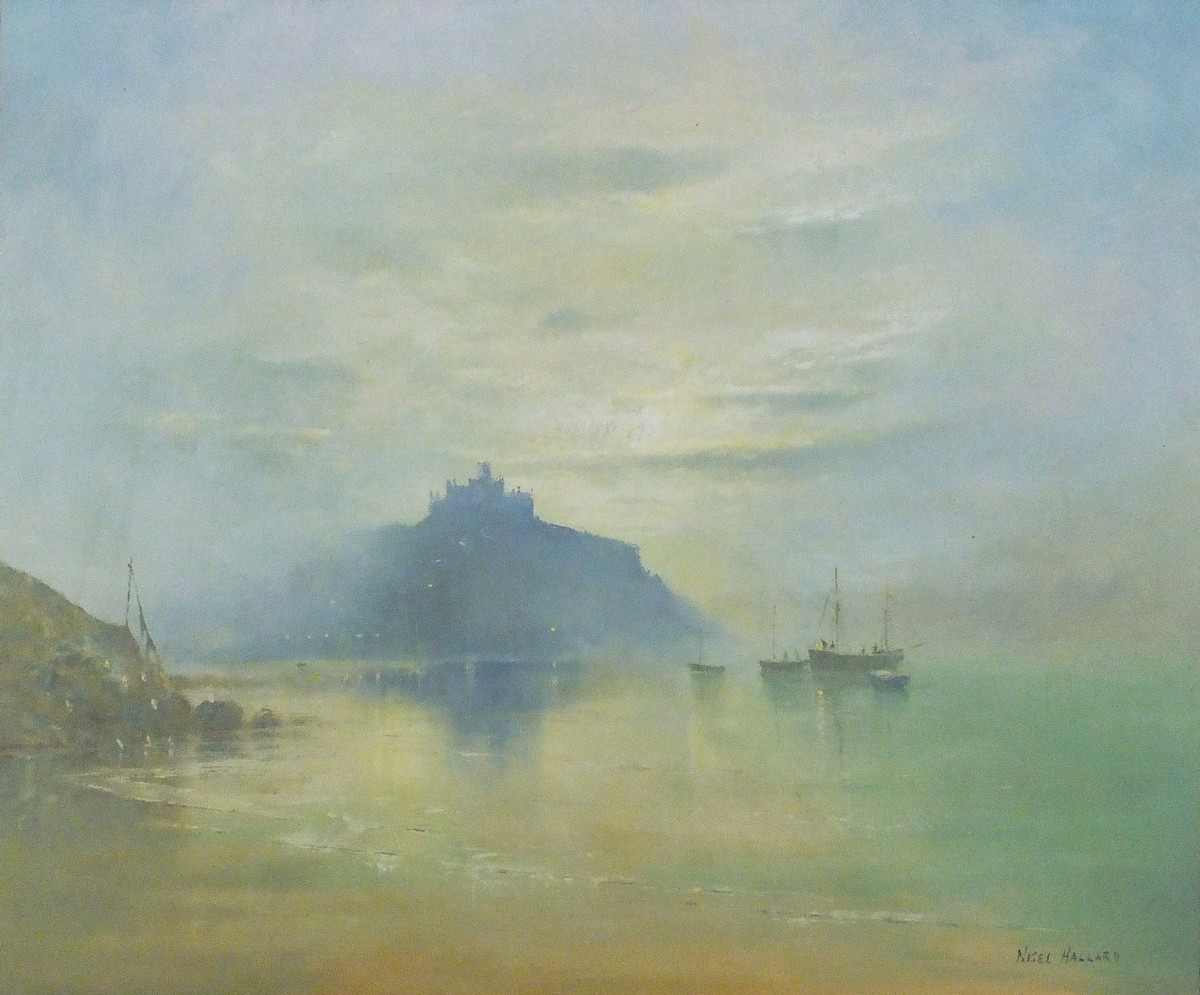 Nigel HALLARD (British b.1936) 'St Michael's Mount', Oil on canvas, Titled verso, Signed lower