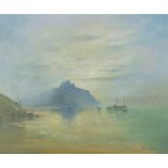 Nigel HALLARD (British b.1936) 'St Michael's Mount', Oil on canvas, Titled verso, Signed lower