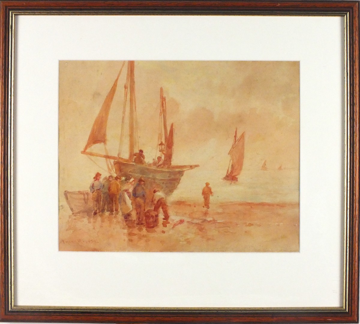 Frank ROUSSE (British act.1894-1917) Unloading the Catch, Watercolour, Signed lower left, 9.25" x - Image 2 of 2