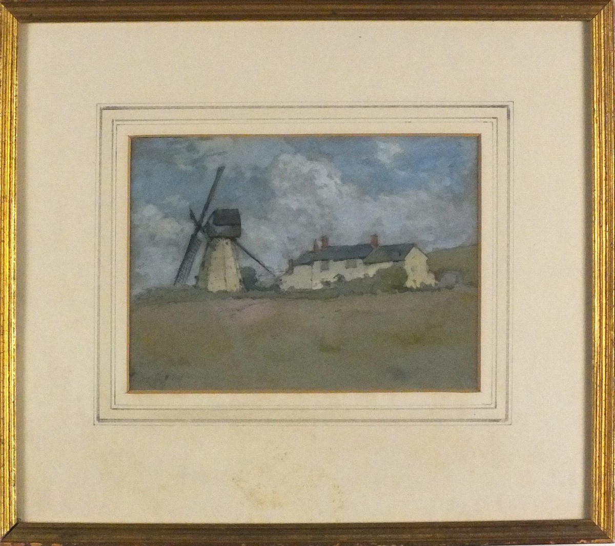 Thomas Edward FRANCIS (British 1873 - 1961) Windmill and Cottages - possibly South Moreton, Oxon, - Image 2 of 2