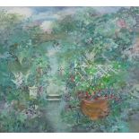 Janet ROGERS (20th/21st Century British School) Garden in Summer, Gouache, Signed & dated 2001 lower