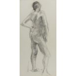 Beth BERRIMAN (British b.1920) Standing Nude - Rear View, Charcoal, Signed lower left, 19.5" x 9.