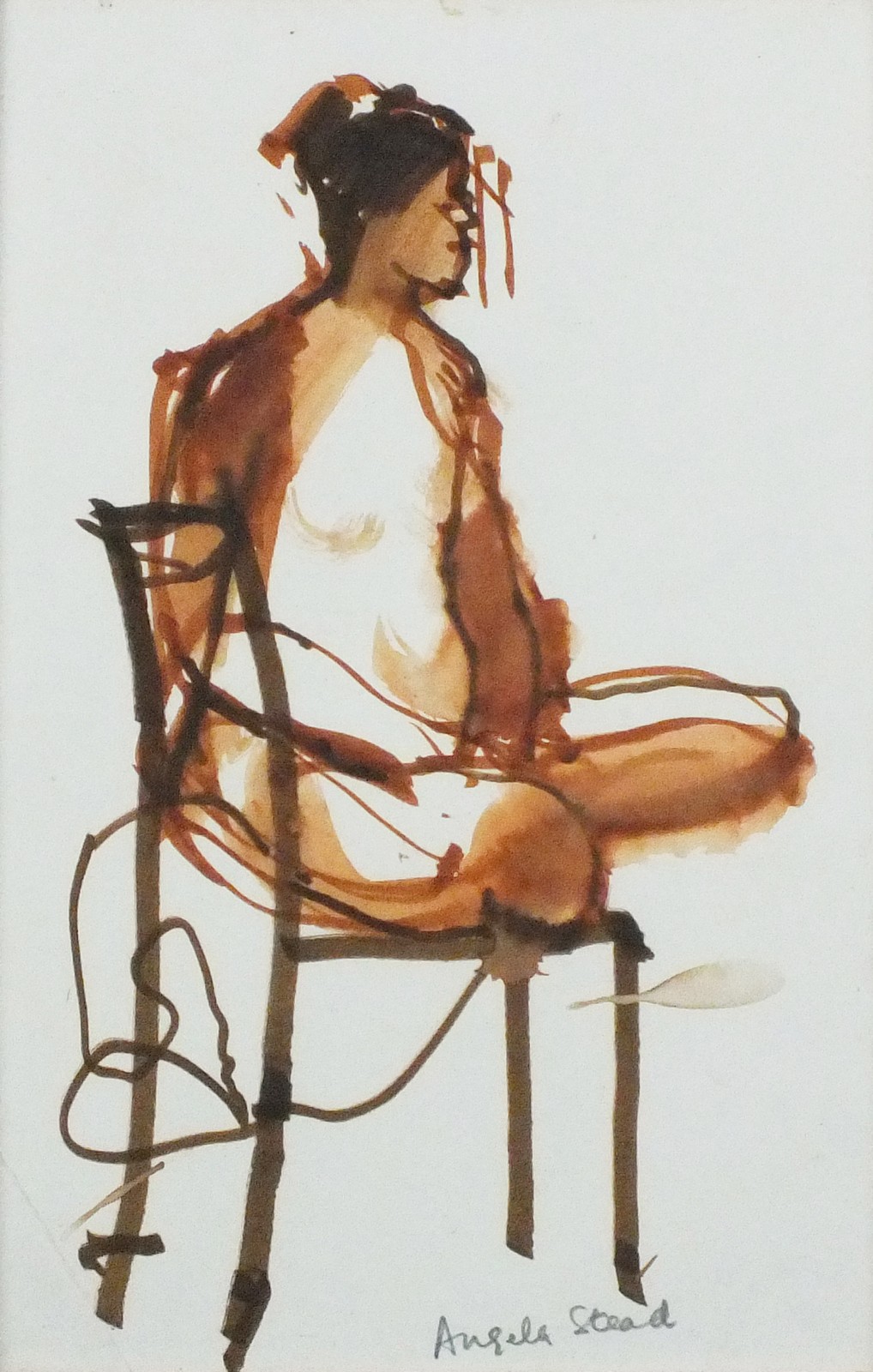 Angela STEAD (20th/21st Century British School) Seated Female Nude, Watercolour, Signed lower right,
