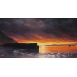 Mike POLKINGHORN 'KERRIS' (British b.1934) Fishing Vessels off Polkerris Sunset, Oil on canvas,