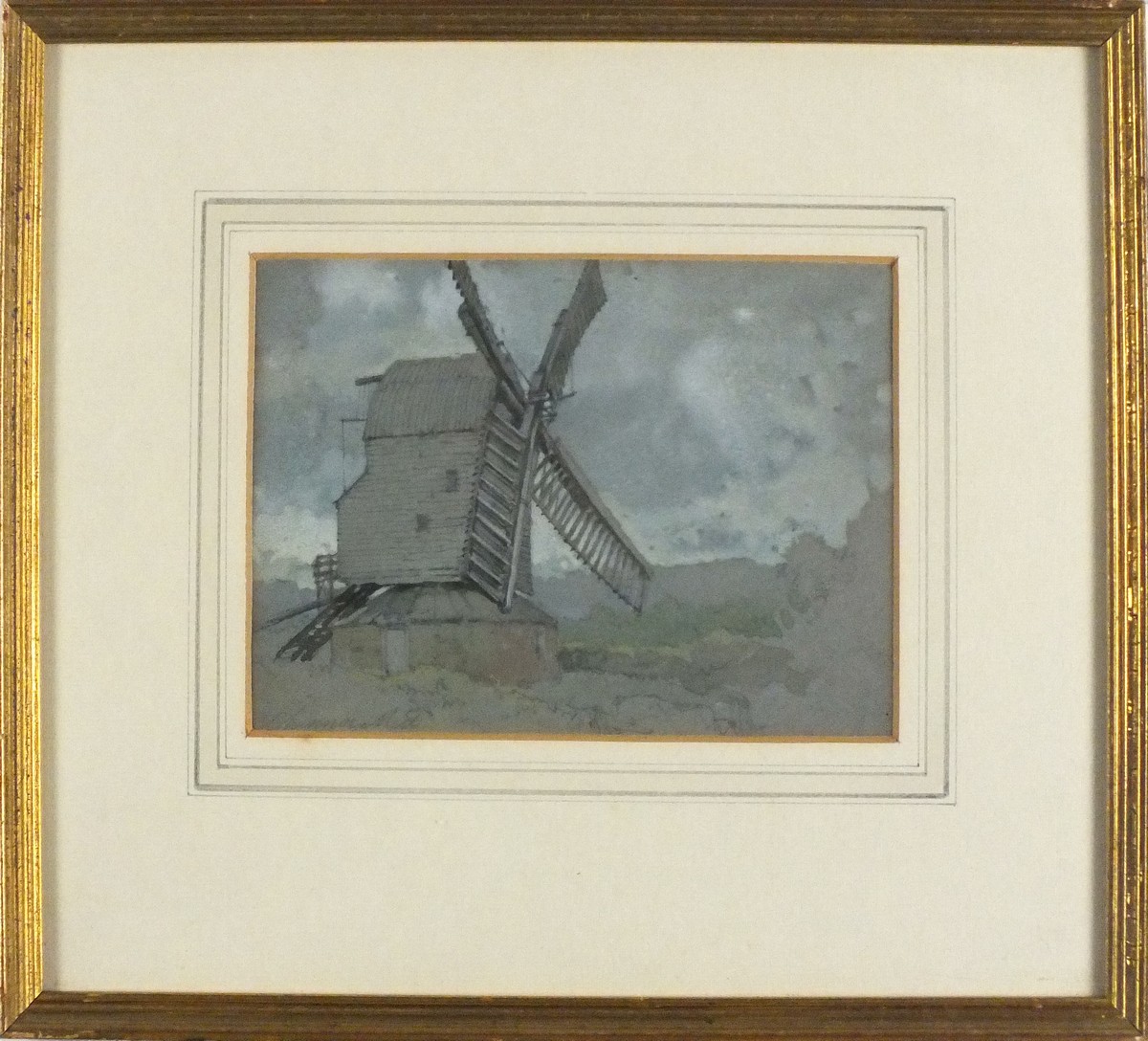 Thomas Edward FRANCIS (British 1873-1961) Chinnor Mill - the post mill in Chinnor Oxon, Watercolour, - Image 2 of 2