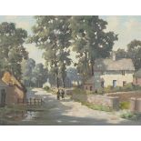 John EDWARDS (British b. 1914) Near Perranwell - quiet street scene, Oil on canvas, Signed lower