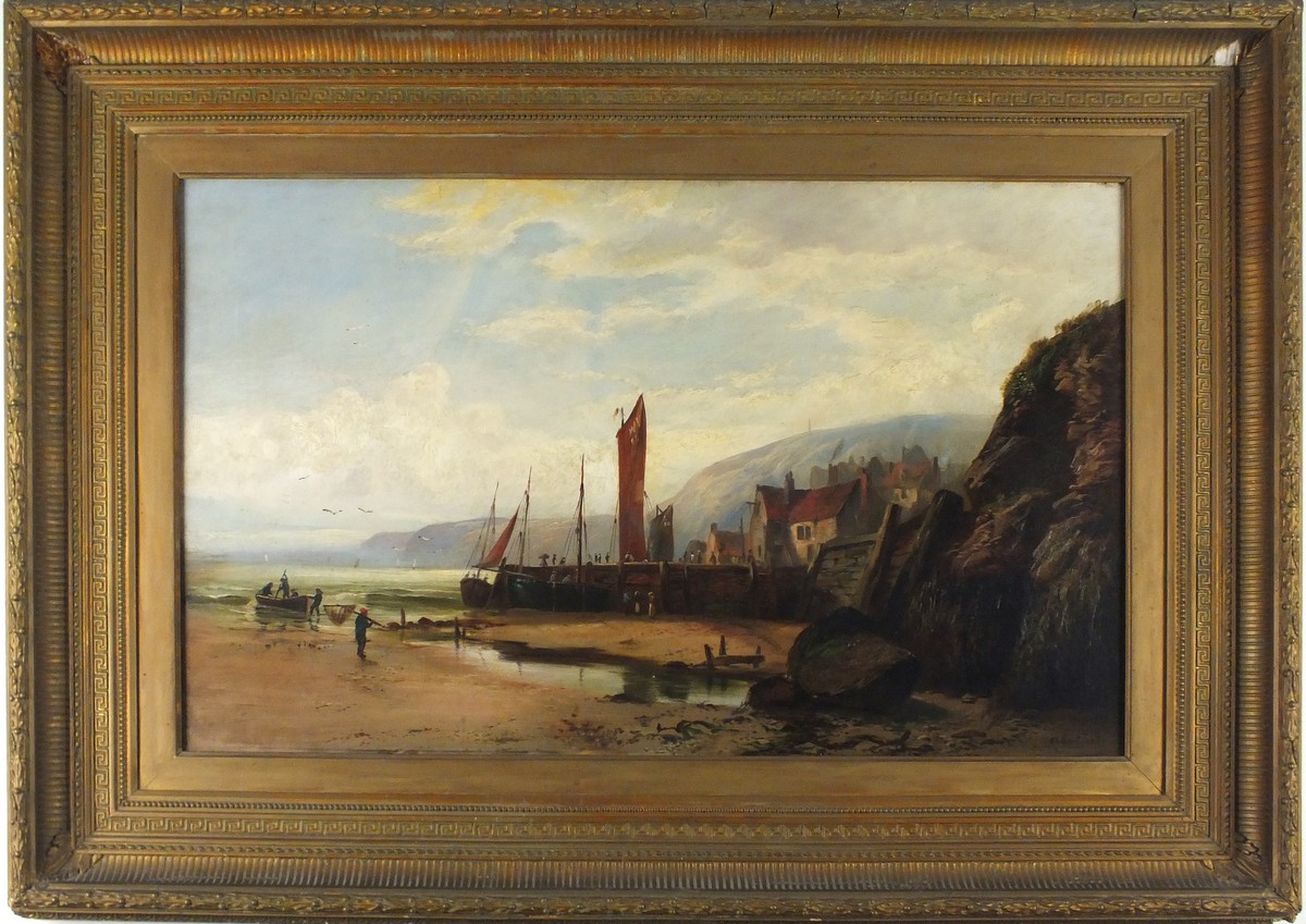 William Gilbert FOSTER (British 1855-1906), Beached Fishing Vessels - Sandsend North Yorkshire, - Image 2 of 2