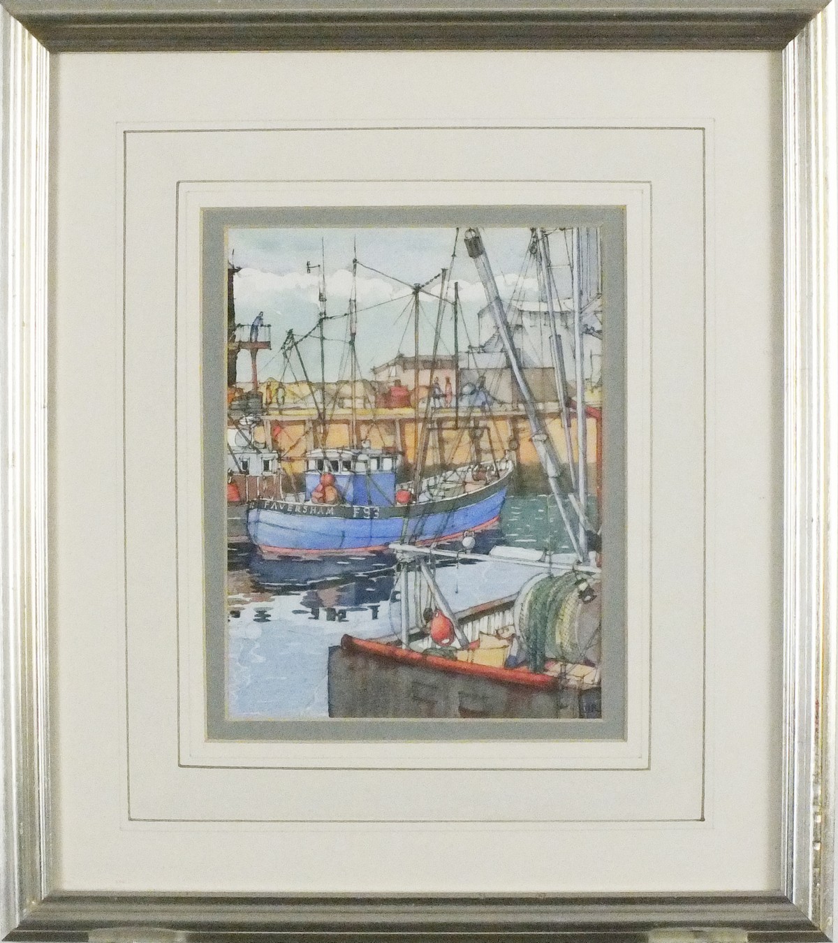 J*R* (20th/21st Century British School) Boats moored in Faversham Harbour, Watercolour & ink, Signed - Image 2 of 3