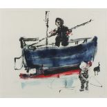 Nicola Bealing (British b.1963) 'Cleaning the Boat - Penberth', Monoprint, Signed titled & dated