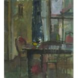 Pat ALGAR (British 1939 - 2013) Dining Room Interior - Wesley Place,  Oil on board, Unframed,  16" x