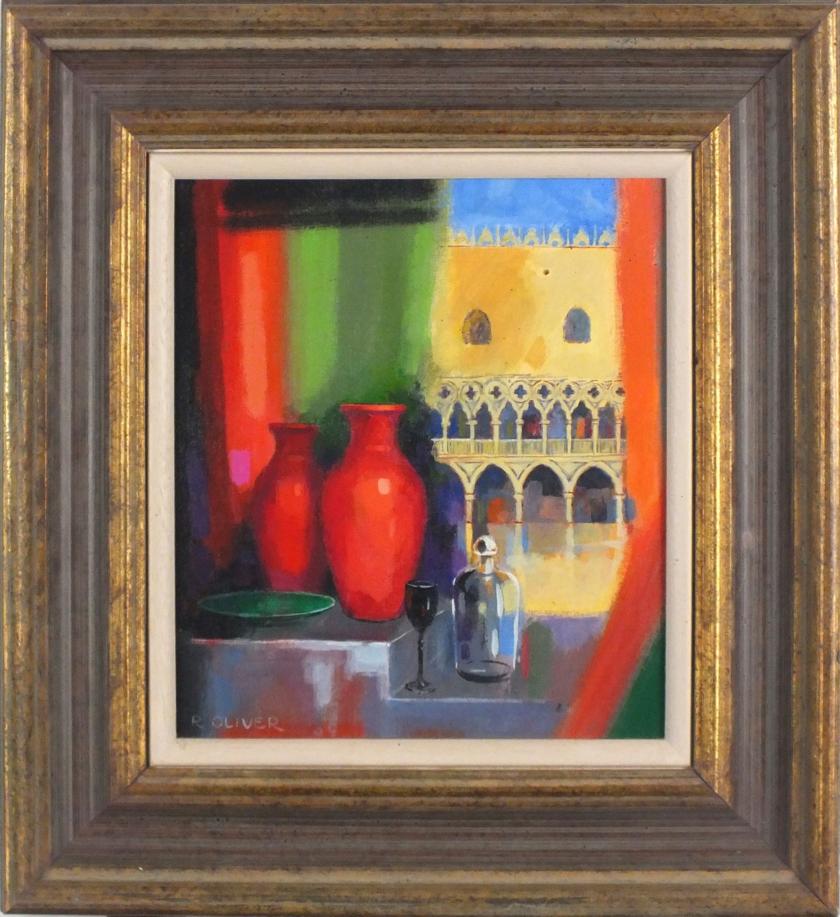 Raymond OLIVER (20th/21st Century British School) 'Venetian Glassware', Oil on board, Signed & - Image 2 of 2