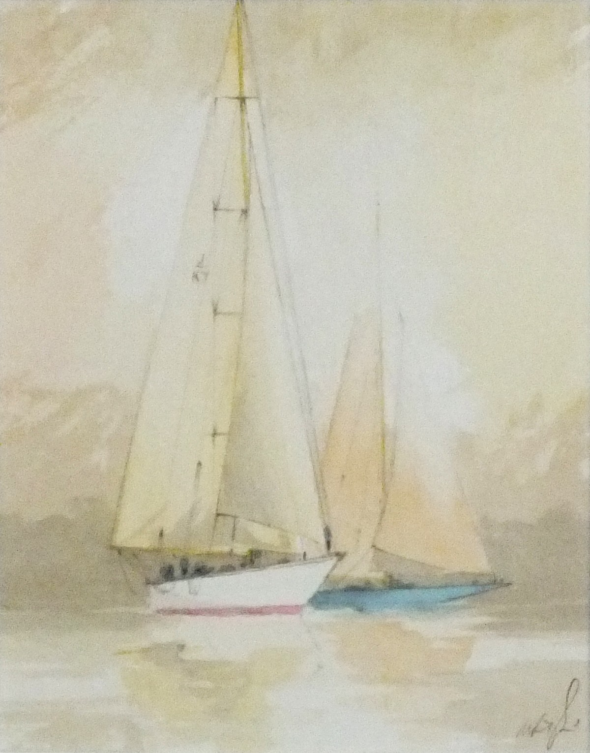 Frank TYHURST (20th/21st Century British School)  'Js in the Mist' (J Class Yachts) , Watercolour,