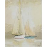 Frank TYHURST (20th/21st Century British School)  'Js in the Mist' (J Class Yachts) , Watercolour,