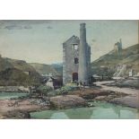 Samuel John Lamorna BIRCH (British 1869-1955) Cornish Engine Houses, Watercolour, Signed lower left,