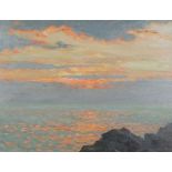 Frank JAMESON (British 1898-1968) Sunset over the Sea, Oil on board, Signed lower right, 13.25" x