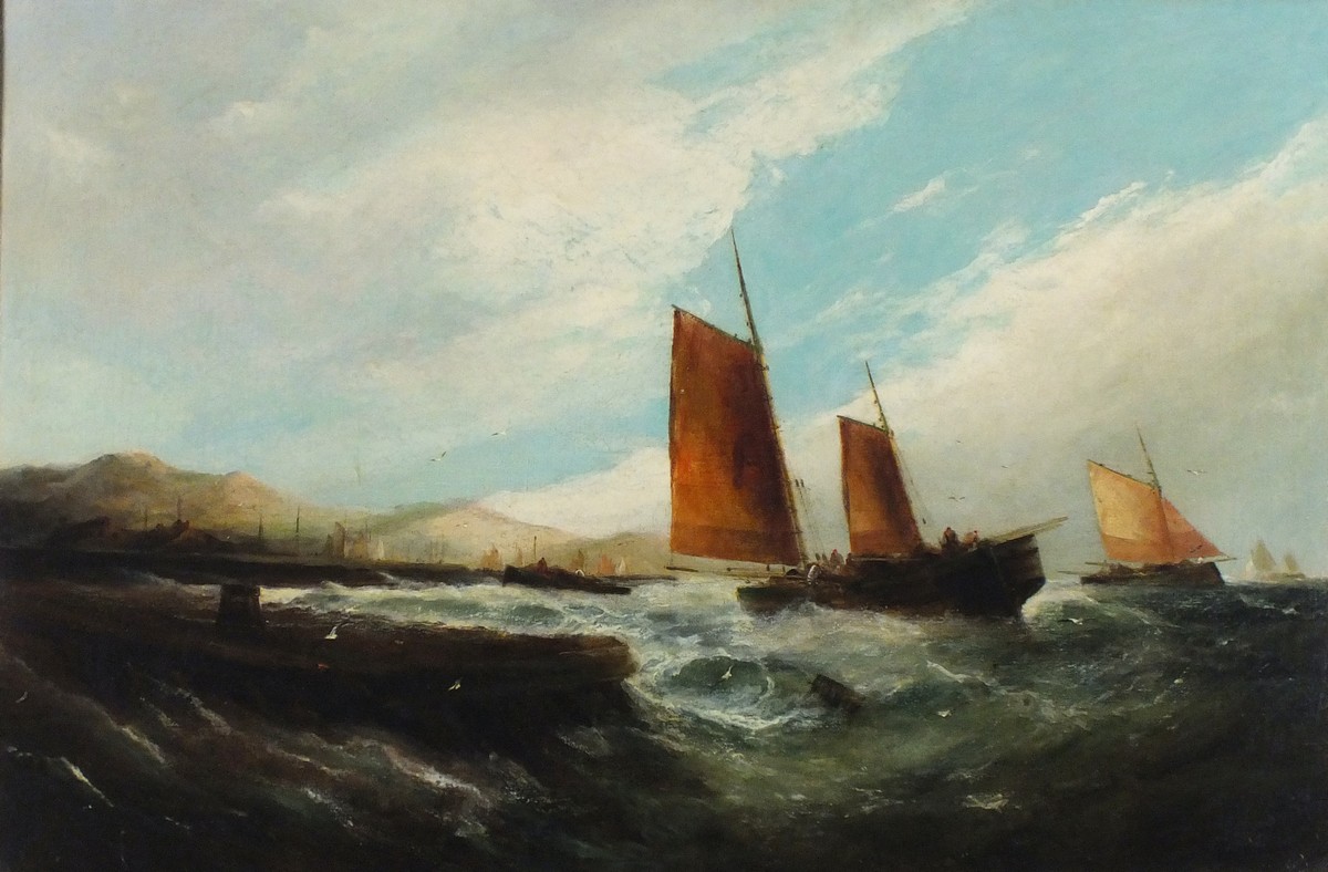 George KNIGHT (fl. 1872-1892) Fishing Boat Setting Out in Choppy Seas, Oil on canvas, Signed lower