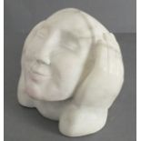 Theresa GILDER (British b.1935) 'The Smile', Sculpture in White/Pink Alabaster, Signed to base, 7"